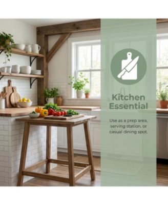 Solid Wood Counter Height Dining Table for 2-4, Farmhouse Square Kitchen Table