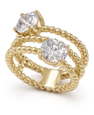 Clear Cubic Zirconia Bubble Textured Multi-Band Ring