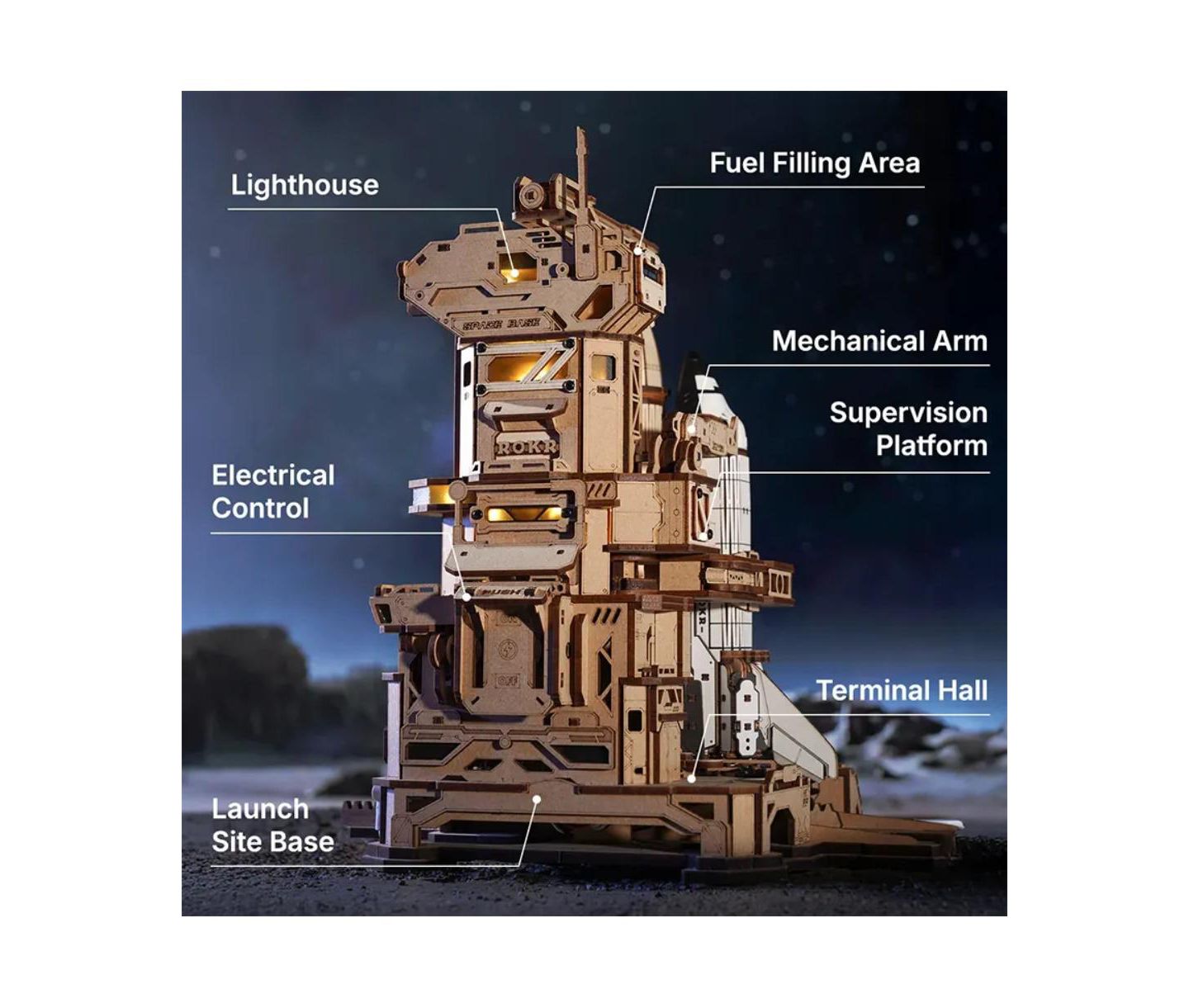 Детские конструкторы Flash Popup Space Shuttle 446-Piece 3D Wooden Puzzle, Ages 14+ — фото 3
