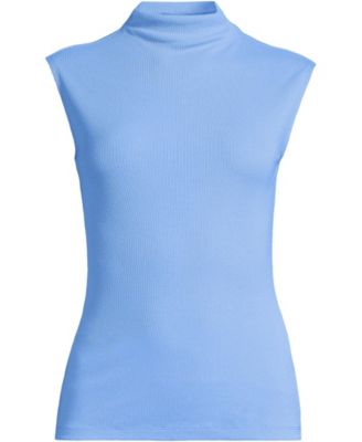 Women's Cap Sleeve Drapey Rib Fitted Funnel Neck Tank