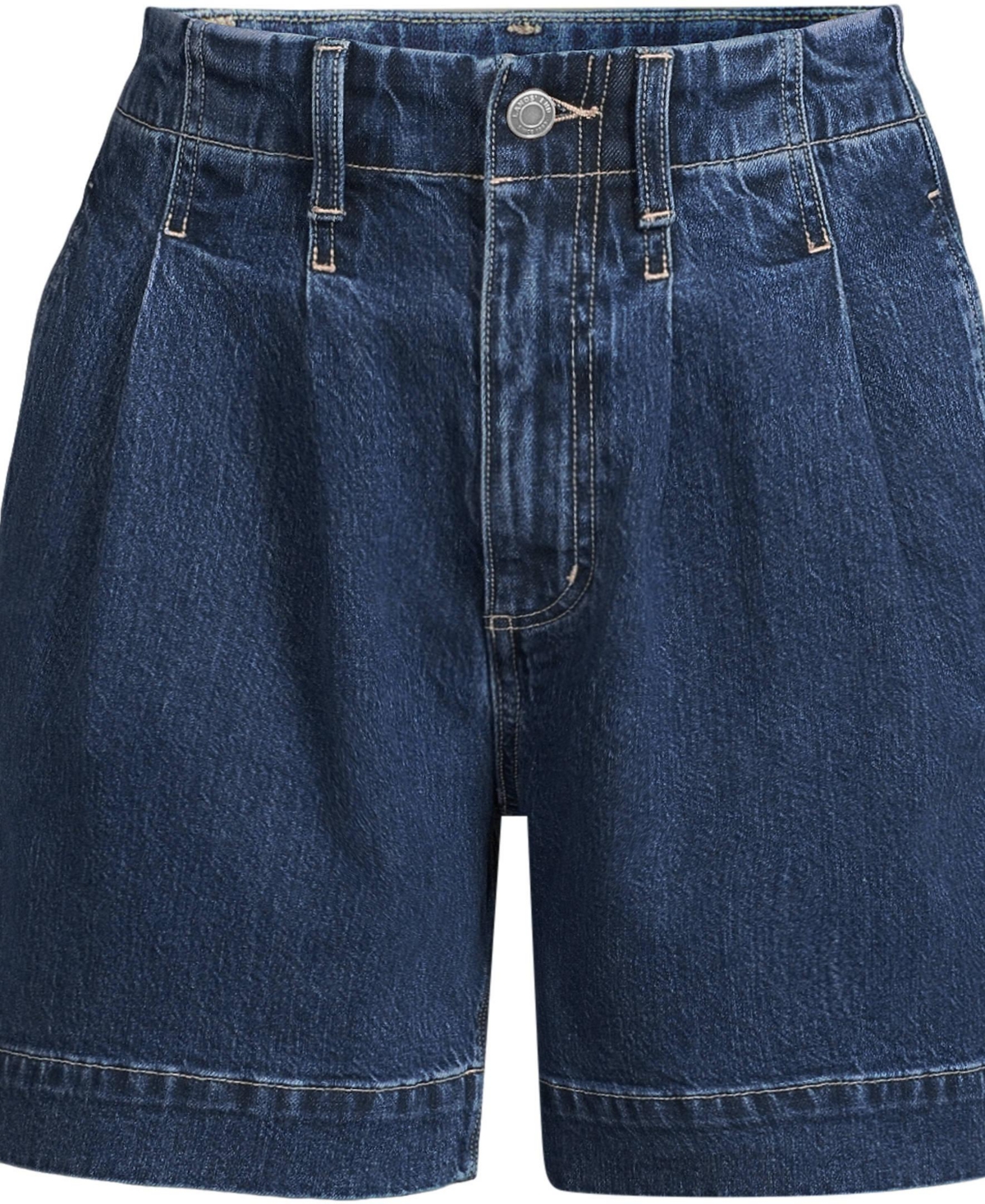 Lands' End Women's Soft Denim High Rise 7" Pleated Trouser Shorts