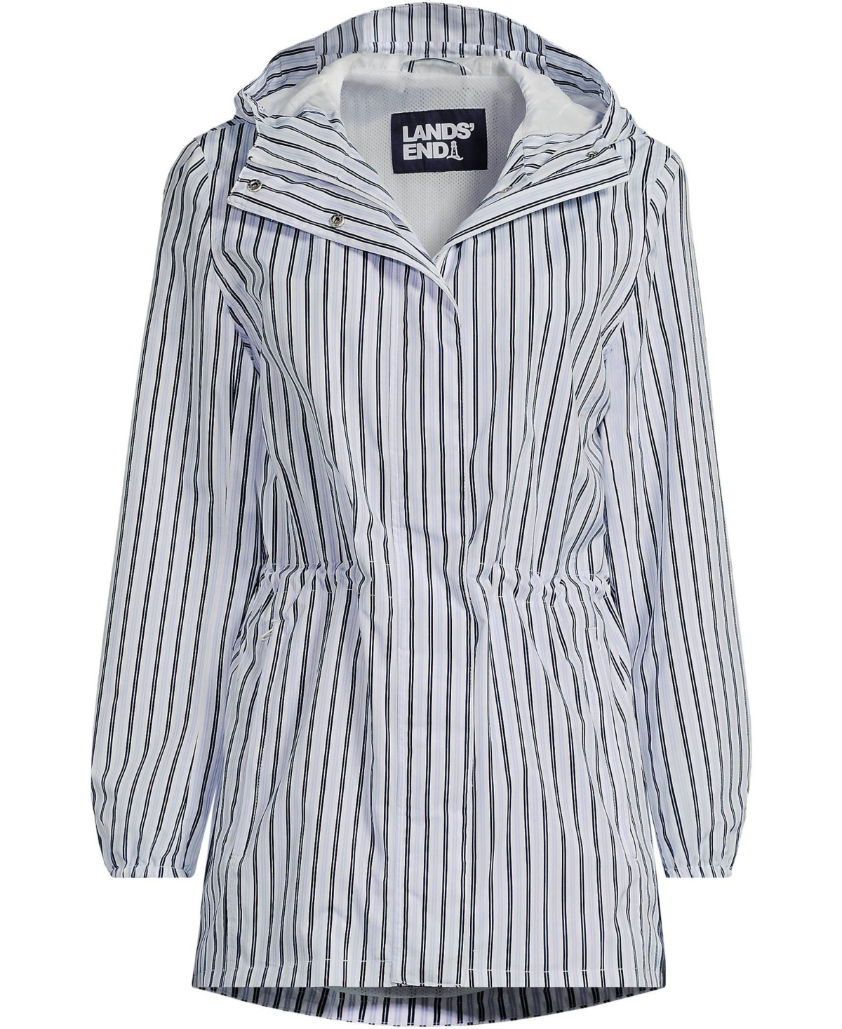 Lands' End Women's Print Waterproof Hooded Packable Raincoat