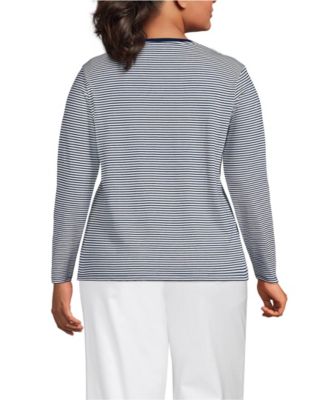 Plus Size Supima Cotton Long Sleeve V-Neck T-Shirt