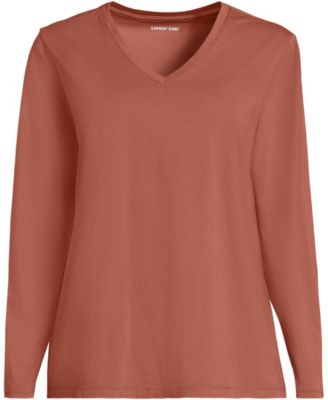 Plus Size Supima Cotton Long Sleeve V-Neck T-Shirt