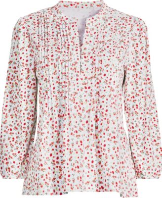 Women's Lightweight Jersey Button Pintuck Top