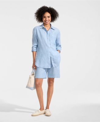 Women's Linen Oversized Button Front Shirt