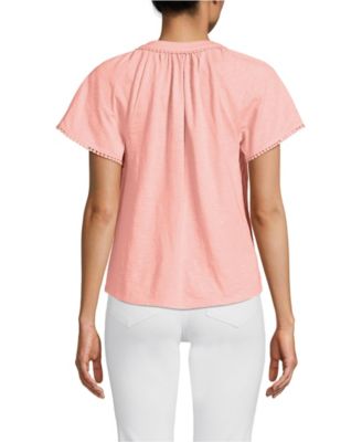 Women's Slub Short Sleeve Notch Neck Top