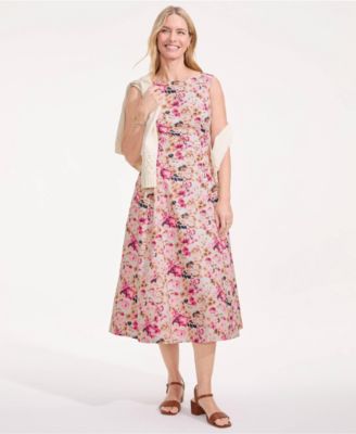 Women's Poplin Boatneck Midi Dress