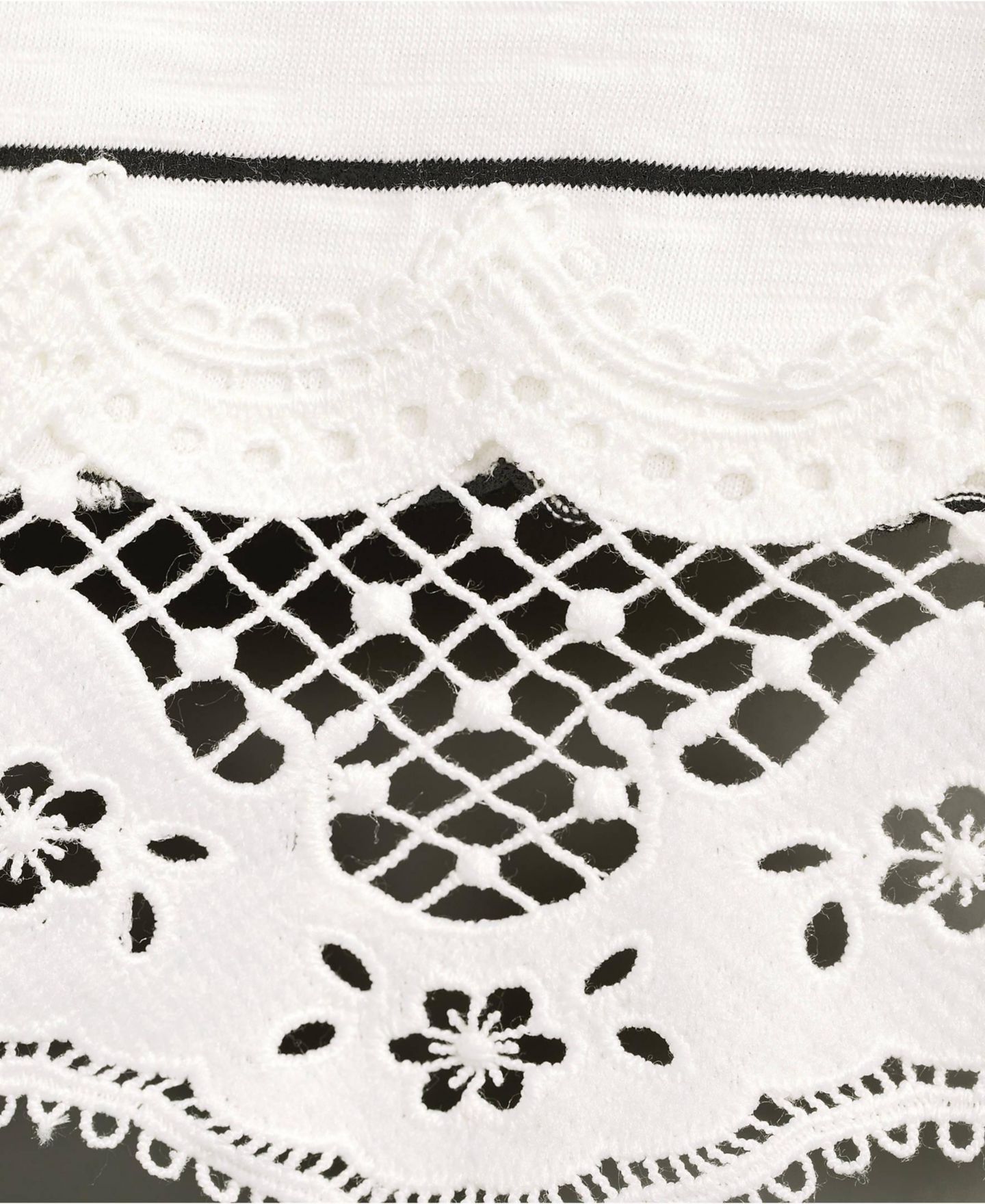 Женская футболка Lands' End Plus Size Short Sleeve Slub Jersey Cutwork, цвет: Слоновая кость / Чёрный полосатый — фото 4