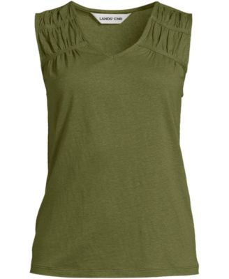Plus Size Linen Blend Smocked Flowy Tank