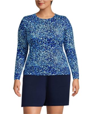 Plus Size Long Sleeve Crewneck Garden Tee - Sunshade UPF 50 Quick Dry