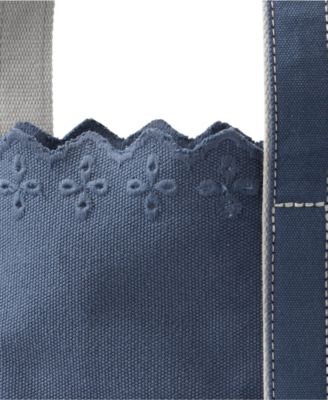 Medium Eyelet Canvas Open Top Tote