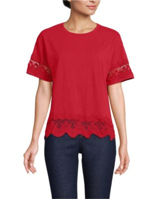 Women's Short Sleeve Slub Jersey Cutwork T-Shirt