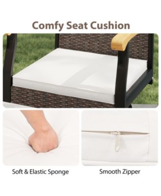 Outdoor Rattan 360 degree Swivel Bar Stool w/ Removable Cushion Footrests