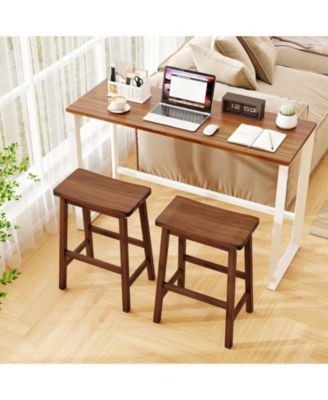 Saddle-Seat Counter Height Stools Set of 4 Backless Barstools w/ Curved Seat
