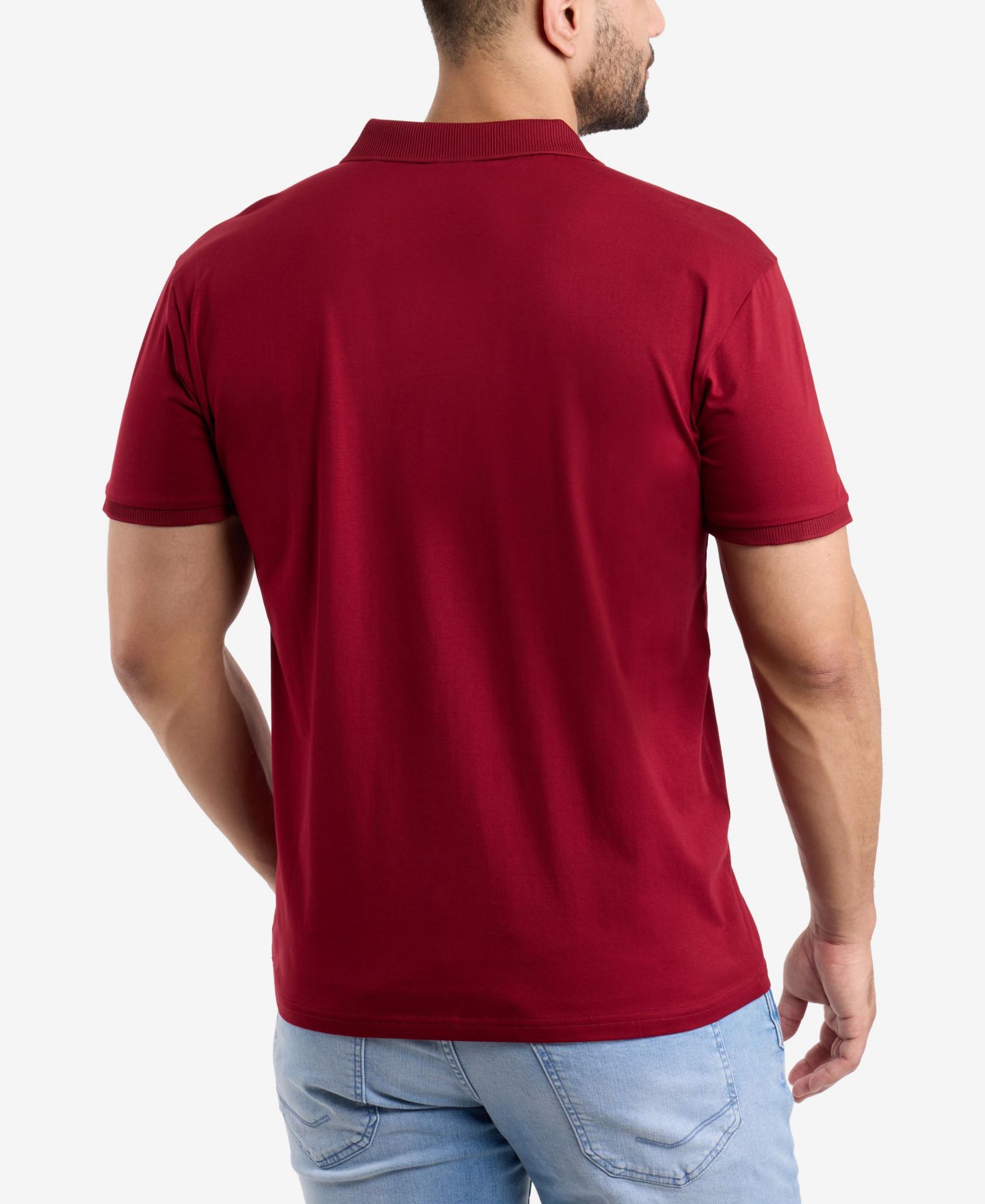 Мужское поло XRAY Short Sleeve New Rib Polo, цвет: Бордовый — фото 2