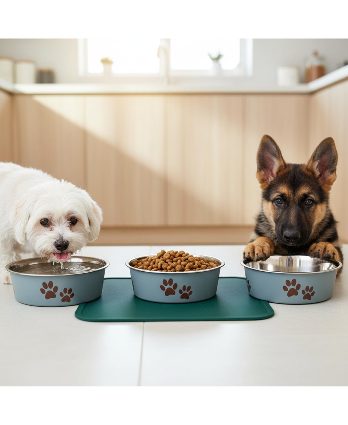 Aronkl Stainless Steel Dog Cat Bowl Spill Proof Durable Dishwasher Safe Travel Feeder