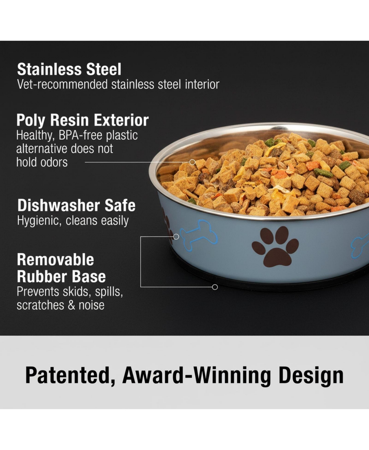 Aronkl Stainless Steel Dog Cat Bowl Spill Proof Durable Dishwasher Safe Travel Feeder