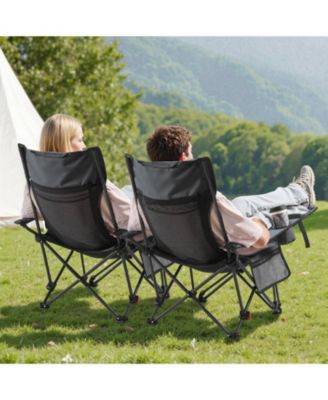 4-Position Reclining Portable Folding Camping Chair with Headrest