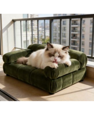 Zeus and Ruta Modern Upholstered Marcel Pet Bed For Small To Medium Dogs and Cats