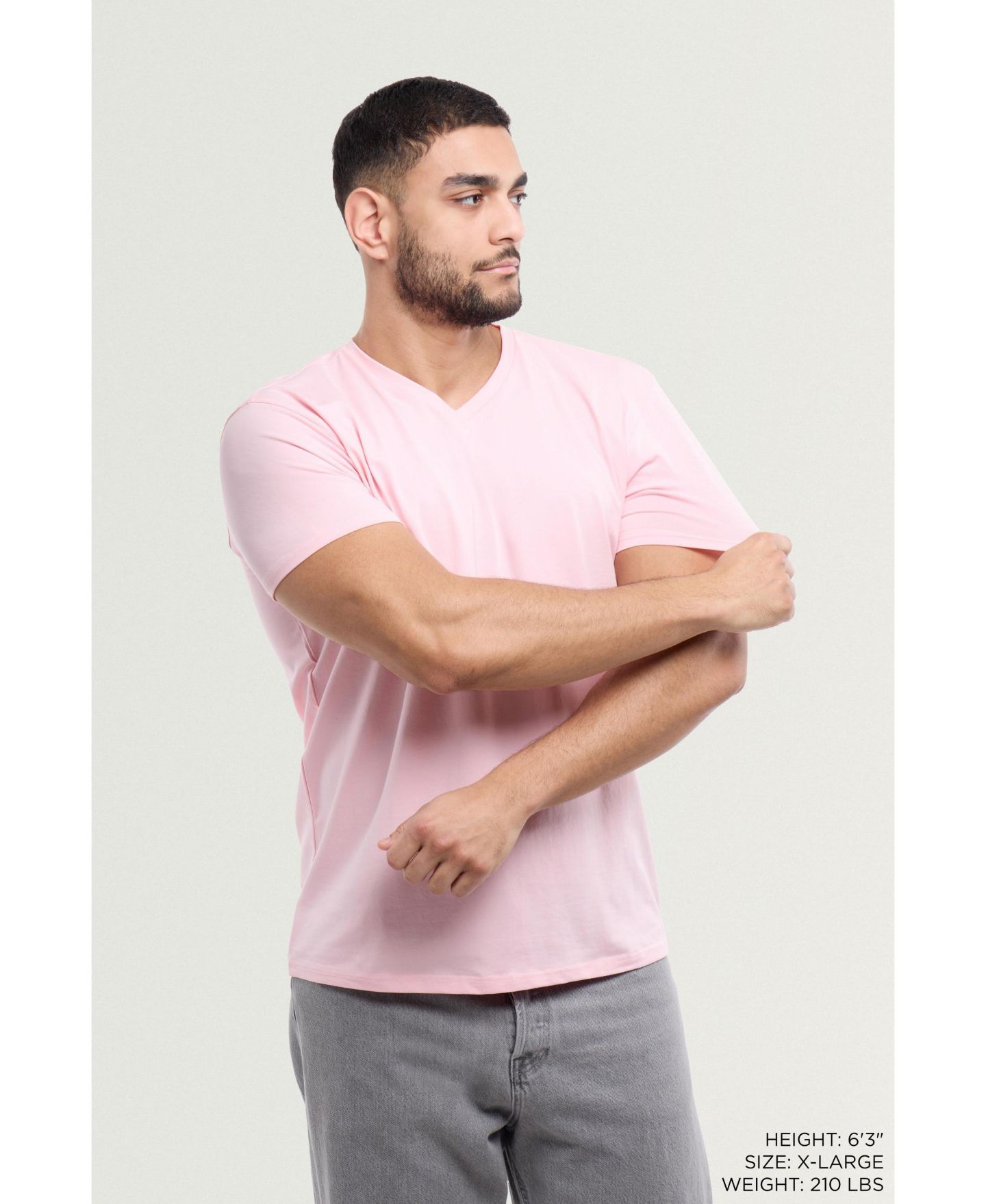 Мужская футболка XRAY Basic V-Neck Short Sleeve, цвет: Розовый — фото 6