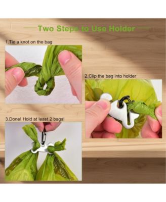 2pcs Dog Poop Bag Holder Hand Free Metal Waste Carrier for Leash Walking