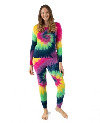 Women's Matching Family Two Piece Cotton Long Sleeve Tie Dye Pajamas