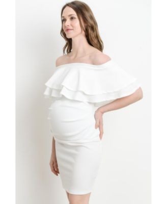 Maternity Off-the-Shoulder Bodycon Ruched Mini Dress