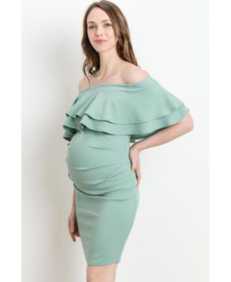 Maternity Off-the-Shoulder Bodycon Ruched Mini Dress