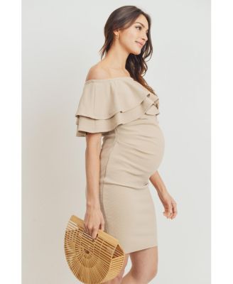 Maternity Off-the-Shoulder Bodycon Ruched Mini Dress