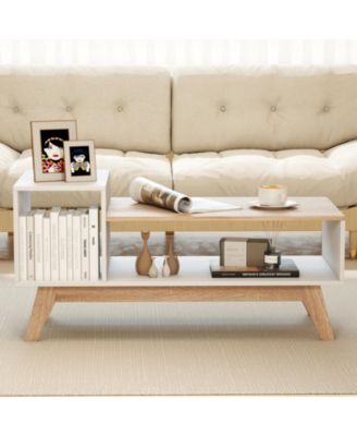 Modern Coffee Table with Stepped Top Storage White