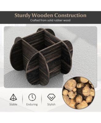 Round Coffee Table Tempered Glass Wood Base