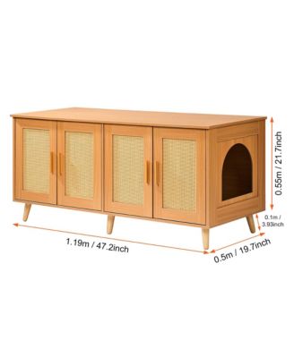 Wooden Cat Litter Box Enclosure Furniture Hidden for 2 Cats, Indoor Litter Box Cabinet