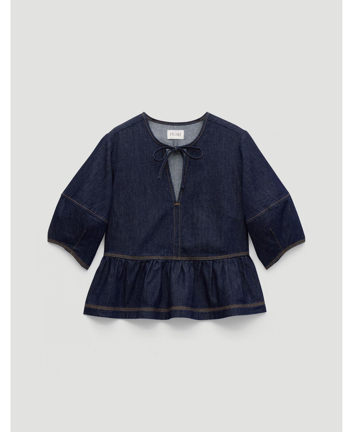 Женский топ Hush Betty Barrel Sleeve Denim, цвет: Варёный — фото 5