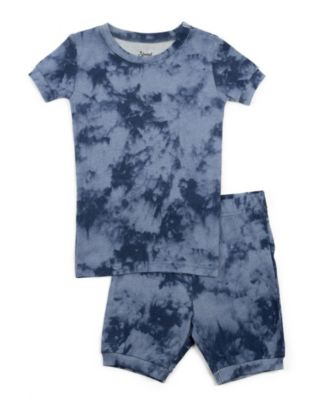 Toddler Matching Family Two Piece Cotton Short Sleeve Shirt and Shorts Tie Dye Pajamas.