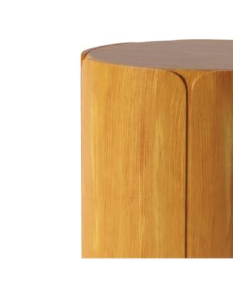 Round Outdoor Indoor Side Table, Modern Wood Grain Patio Garden Stool,No-Assembly Table for Patio, Garden, Backyard, Living Room