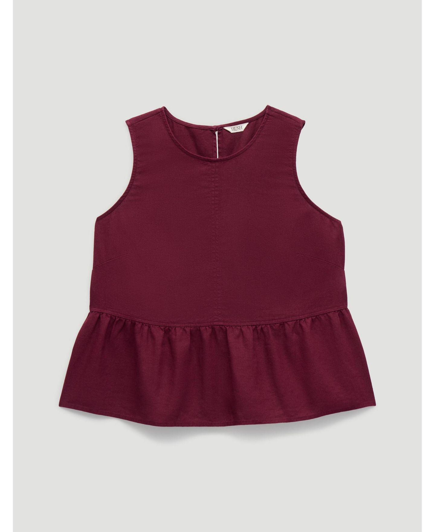 Женский топ Hush Nomie Linen Blend Peplum, цвет: Тёмно-бордовый красный — фото 4