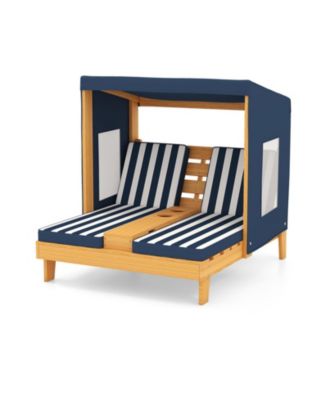 Kids Patio Lounge Chair with Awning and Cup Holders