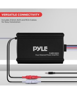 4-Ch. Waterproof Rated Marine Amplifier Kit with Wireless BT Control and RCA Input (PLUTVRKBT200X4) - 600 Watt MAX