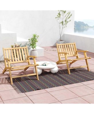 Teak Wood Outdoor Reclining Chair with Armrests