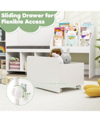 Kids Bookcase with Reading Nook Four in One Toy Organizer