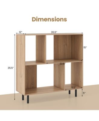 4-Compartment Open Shelf Bookcase with Metal Legs