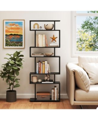 6-Tier Geometric Bookshelf with Anti-Tipping Kits