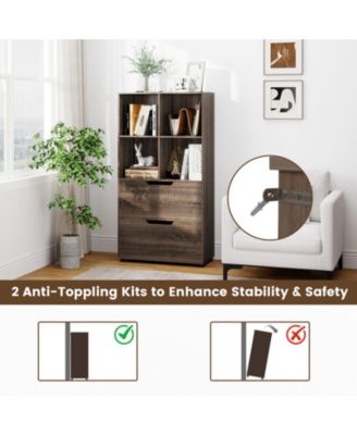 4-Cube Bookcase with 2 Drawers and 51-Inch Tall Frame