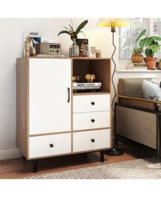 Mid-Century Modern Buffet Sideboard with 4 Drawers