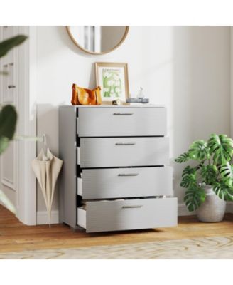 4-Drawer Storage Cabinet with Metal Legs and Anti-Toppling Devices