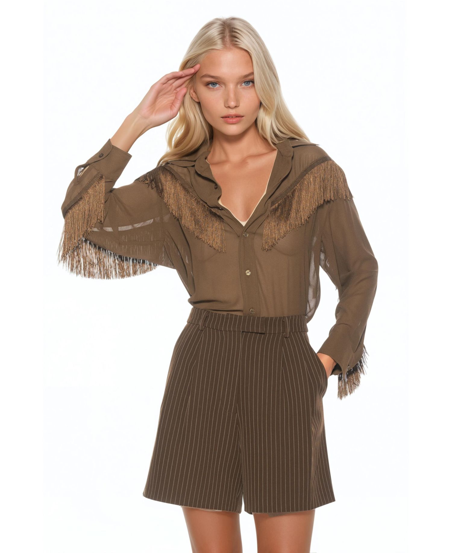 Women's Kairos Oversized Fringe Shirt