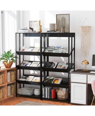 5-Tier Bookshelf with Adjustable and Tiltable Shelves