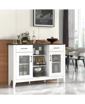52-Inch Sideboard Buffet Cabinet with Drawers and Adjustable Shelves