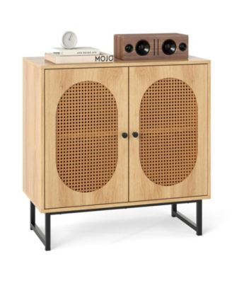 Rattan Door Buffet Cabinet with Adjustable Shelf